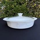 Mikasa Fire & Ice Serenade Lavender White Glass Casserole Dish 12" W/lid Japan Used. Price: $38.48.