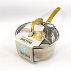 Martha Stewart Stainless Steel 2.5-QT Sauce Pans With Gold Trim New. Price: $43.99.