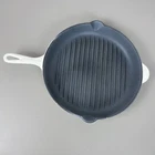 Creuset 30 Cast Iron Enamel 12" Round Grill Pan Double Spout Skillet White Used. Price: $49.98.