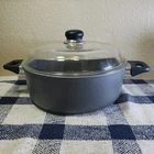 Scanpan Dutch Oven 4 Quart With Schott Dome Glass Lid Rack Made In Denmark Used. Price: $45.00.
