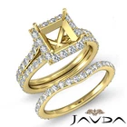 Princess Diamond Semi Mount Engagement Ring Bridal Set 18K Yellow Gold 1.88 Ctw New. Price: $5277.15.
