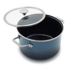 New! Merten & Storck 6.3QT Stock Pot Casserole W/ Lid Aegean Teal Steel Ename. Price: $80.00.