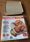 New Littonware Microwave Ovenware Bacon & Meat Tray 10.5"X10.5" Reversible A5033. Price: $19.99.
