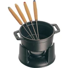 Staub Cast Iron 0.25-QT Mini Chocolate Fondue Set Matte Black, Made France New. Price: $139.99.