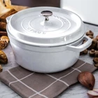 Staub Cast Iron 4-QT Round Cocotte White New. Price: $350.00.