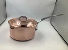 Mauviel M'heritage 150 1.5MM Polished Copper Sauce Pan, 3.4-QT New. Price: $496.36.