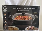 Complete Cuisine 12-INCH Non-stick Electric Skillet With Glass Cover, 4.5 Quarts New. Price: $29.99.