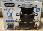 Granitestone 6 Piece Ultra Nonstick Space Saving Nesting Pots With Glass New. Price: $80.00.