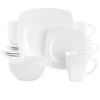 Gibson Elite Soho Lounge White 16 Piece Square Fine Ceramic Dinnerware Set New. Price: $84.72.