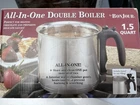New Box All-in-one Bonjour Double Boiler Stainless Steel 1.5 Quart. Price: $47.99.