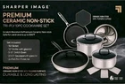 Sharper Image Premium Cookware Set 10PC Ceramic Non-stick Tri-ply Stainless, New. Price: $140.00.