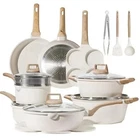 Carote 21 Pcs Pots And Pans Set, Nonstick Cookware Sets, White Granite Induction New. Price: $150.00.
