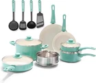 Soft Grip Healthy Ceramic Nonstick 15 Piece Cookware Pots And Pans Set Induction New. Price: $104.45.