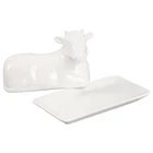 Liuywyhcf Porcelain Butter Dish With Lid, Holder, Cow 7.4 Inch, White New. Price: $36.59.