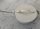 Caraway 12 Ceramic Nonstick Everyday Pan W/ Lid Cream Aluminum Cookware Used. Price: $60.00.