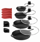 Megachef MCCI-7400 13 Piece Cast Iron Skillet Set Tempered Glass Lids And New. Price: $79.99.