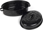16 Inch Roasting Pan With Lid - Covered Oval Roaster Enamel Carbon Steel Ro... New. Price: $61.59.