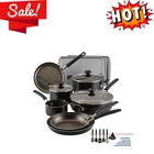 Farberware Easy Clean 22 Pcs Nonstick Cookware Set Griddle Pan Tools Black New. Price: $90.99.
