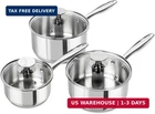Michelangelo Stainless Steel Saucepan Set With Lids 1QT & 2QT 3QT, New. Price: $126.55.