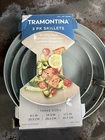 Tramontina 3PC Tri-ply Clad Stainless Steel Ceramic Nonstick Fry Pan Set Gray Used. Price: $35.00.