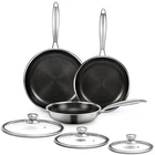 Pan Steel Frying Set 6 Pieces Honeycomb Nonstick Induction Cadivizzo Stainless New. Price: $179.99.