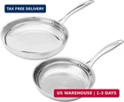 Amazon Basics 2-PIECE Stainless Steel Induction Frying Pan Set, Oven Safe, Rivet New. Price: $63.54.