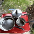 Farberware Stainless Steel 3-PIECE Set Silver Black Frying Saucepan Lid Used. Price: $60.00.