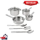 Mainstays 10-PIECE Stainless Steel Cookware Set, Pots & Pans, Induction, Silver New. Price: $33.59.
