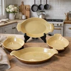 Set Of Brown- Glazed Au Gratin Dishes Microwave Safe Made Taiwan 9X4.5 Used. Price: $14.95.