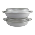 2 Corning Vision V-14-B White Oval Casserole Dish W/pyrex Glass Lid P-14-C-EUC Used. Price: $20.00.
