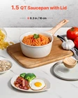1.5 Qt Saucepan, Nonstick With Tempered Glass Lid, White New. Price: $27.75.