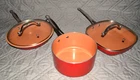 New Gotham Steel Red 5 Pc Copper Nonstick Cookware Set Square Round Pans W/ Lids. Price: $89.97.