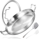 Inqibee 12" Stainless Steel Paella Pan W/ Lid. Large Frying Skillet New. Price: $85.99.