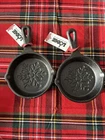 Lodge 3.5-INCH Mini Cast Iron Holiday Skillet, Snowflake Imprint Set Of 2 New. Price: $23.75.