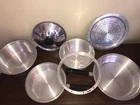 7 Pc Kitchen Craft Cookware Stainless Steel 1.5 2.5 3 Qt Pans W/ Steamer & Lid Used. Price: $149.99.