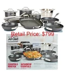 All-clad Metalcrafters Essentials Nonstick Cookware All-purpose Set 13-PIECE New. Price: $449.98.