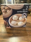Miu 10 2-TIER Bamboo Steamer With Lid & Stainless Steel Ring Adapter New. Price: $23.00.