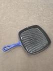 Cuisinart Blue Enamel 9 1/4" Cast Iron Grill Pan Griddle/ Skillet Square C130-23 Used. Price: $17.99.