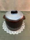 Vintage West End Glazed Stoneware Bean Pot With Aluminum Lid, 2 Quart Used. Price: $17.00.