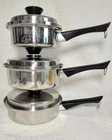 6 Piece Amway Queen 18/8 Multi Ply Stainless And 1.5 Quart Sauce Pans W/ Lids Used. Price: $99.99.