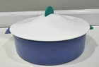 Tupperware Microwavable Steamer W/ Lid 9'' Piece 3066A-2 Lilac, Teal & White Used. Price: $14.50.