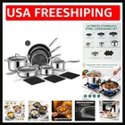 14-PIECE Hybrid Stainless Steel Cookware Set Non-stick Pots And Pans With New. Price: $141.38.