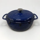 New Lodge 6 Quart Blue Cast Iron Enameled Dutch Oven $90 Retail. Price: $55.00.