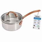 Viking 3-PLY Stainless Steel 2.25 Quart Sauce Pan Glass Lid Copper Handle New. Price: $65.00.