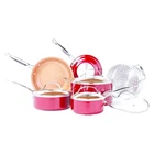 Red 10PC Copper-infused Ceramic Non-stick Cookware Set Pan Lid Sauce Pot New. Price: $238.45.