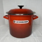 Creuset Enameled Steel 10 Quart Stockpot, Cerise Red New. Price: $93.75.