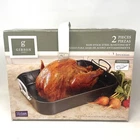 Gibson Home Broxton Non-stick Steel Roasting Pan Set With Roaster Rack New. Price: $23.99.