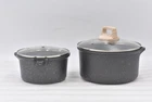 Carote 1.5QT & 3QT Non-stick Saucepan Set W/ Lid, Easy Clean In Granite Classic New. Price: $34.99.