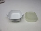 (3) Corningware P-41-B 1.75 Cup Dishes With Plastic Covers Very Good Used. Price: $40.00.