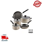 Farberware Easy Clean 12-PIECE Nonstick Cookware Set Pots & Pans, Champagne New. Price: $55.99.